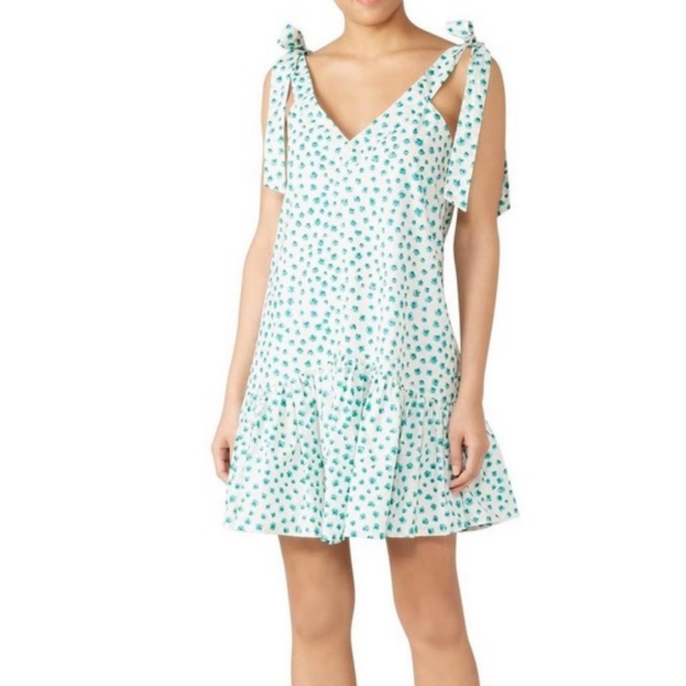 Rebecca Taylor Emerald Mini Shift baby doll tie dress cotton women size XS